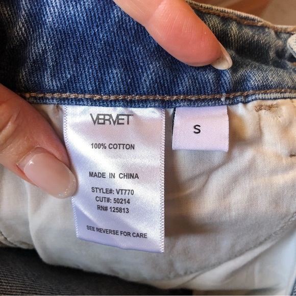 Vervet Los Angeles distressed raw hem button fly denim skirt S - Picture 6 of 6